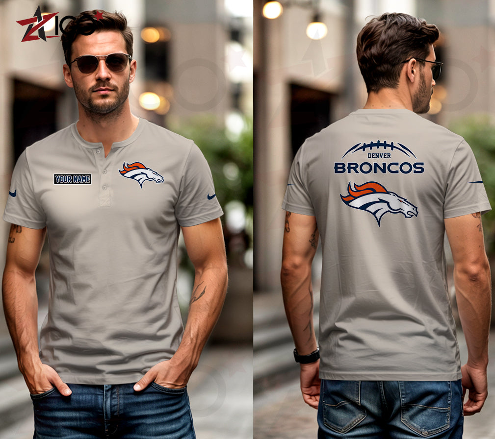 Denver Broncos Henley Short Sleeve T-Shirt Trending 2025 AZMN2DHS000010