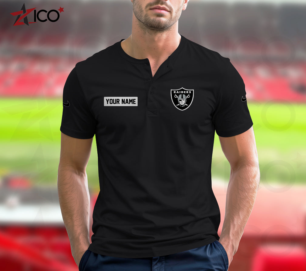 Las Vegas Raiders Henley Short Sleeve T-Shirt Trending 2025 AZMN2DHS000017