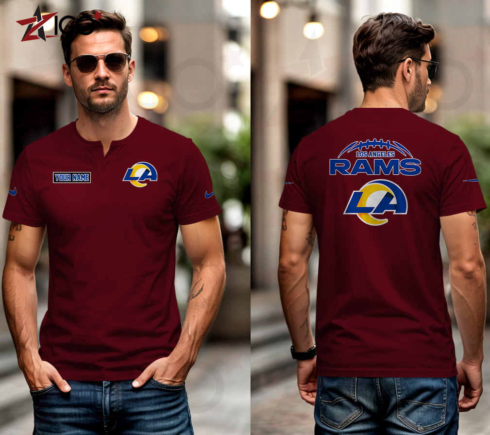 Los Angeles Rams Henley Short Sleeve T-Shirt Trending 2025 AZMN2DHS000019