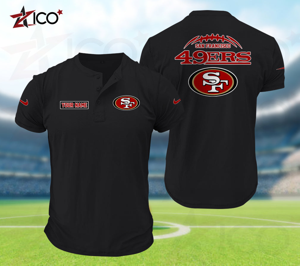 San Francisco 49ers Henley Short Sleeve T-Shirt Trending 2025 AZMN2DHS000028