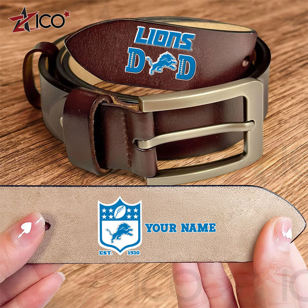 Detroit Lions Men Leather Belt Father’s Day AZMN2DMLB000043