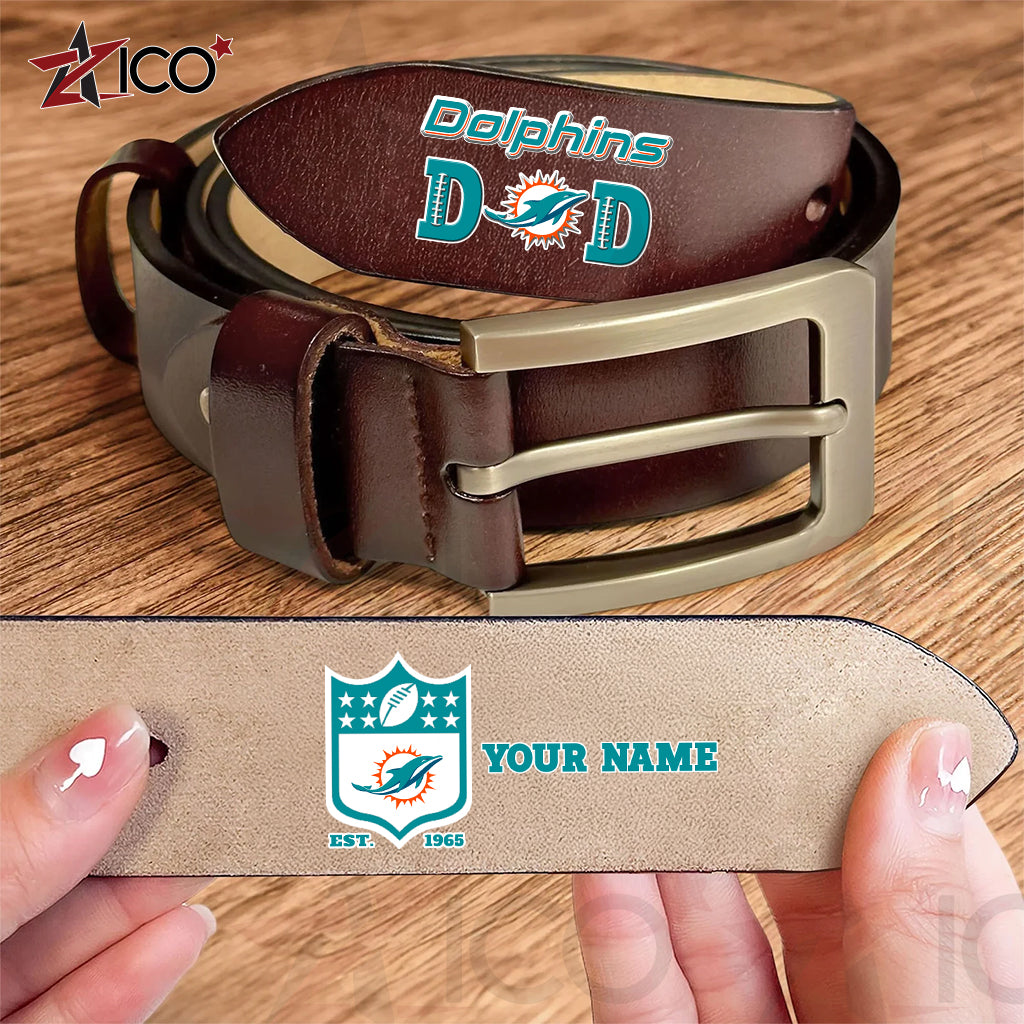 Miami Dolphins Men Leather Belt Father’s Day AZMN2DMLB000052