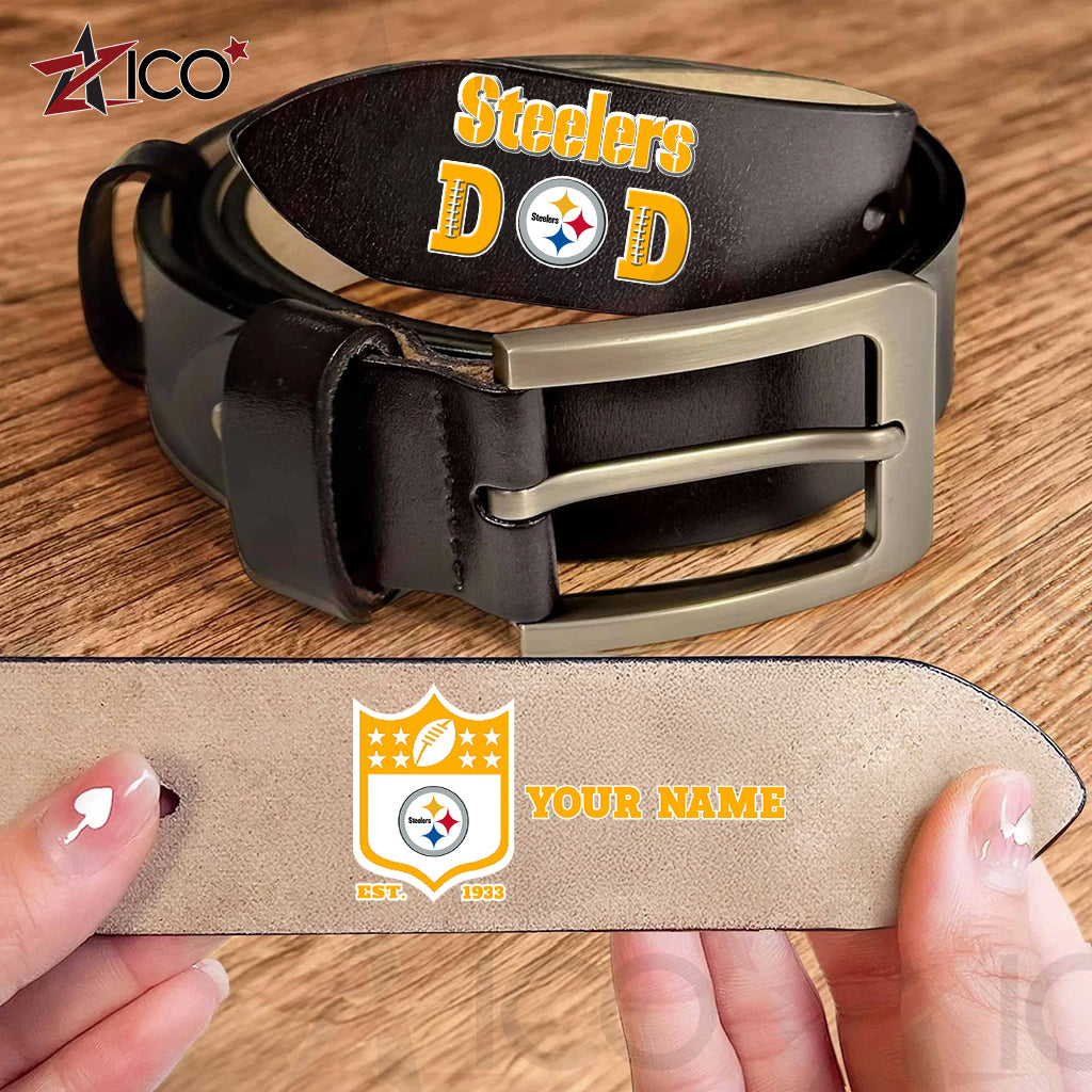 Pittsburgh Steelers Men Leather Belt Father’s Day AZMN2DMLB000059
