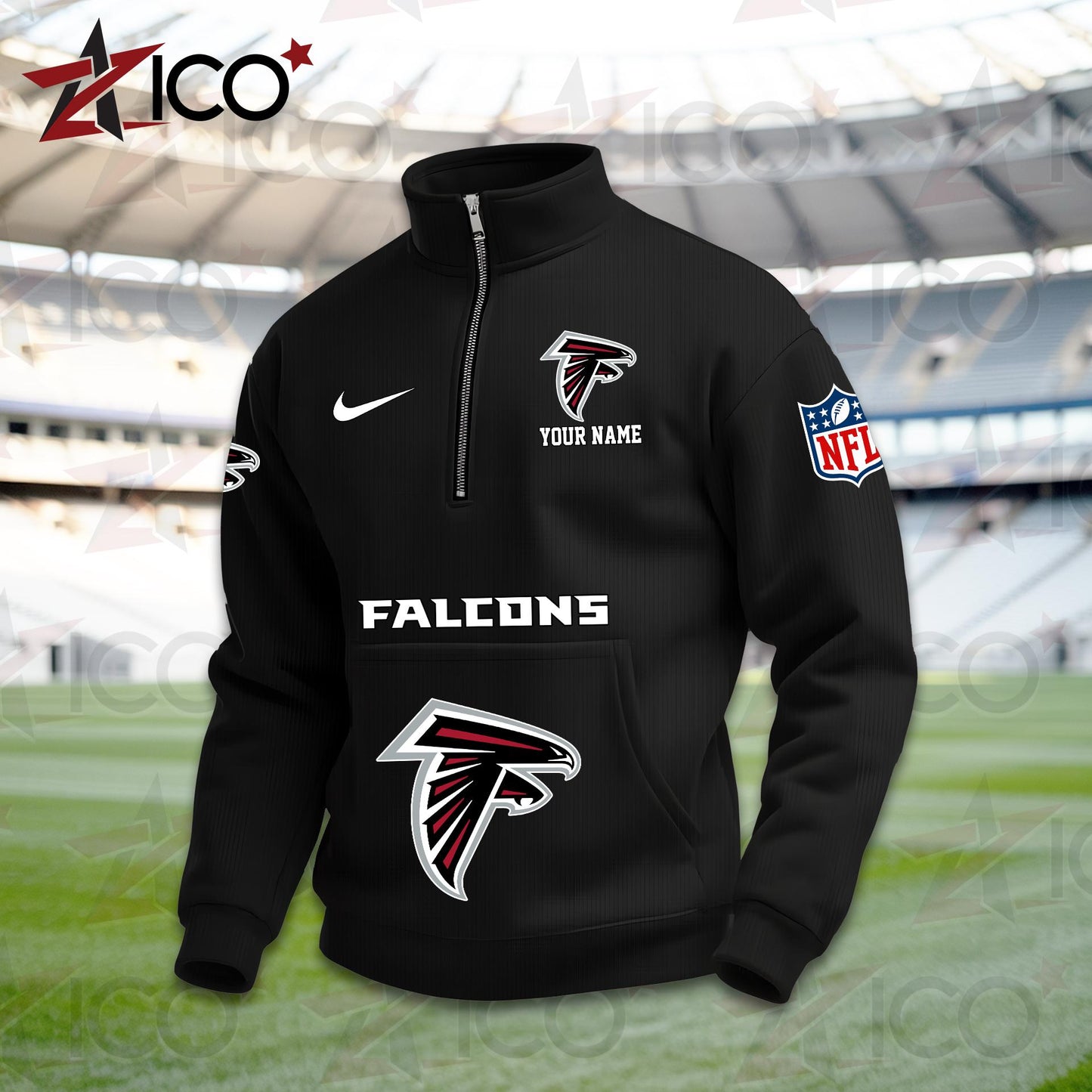 Atlanta Falcons High Neck Half Zip Pocket Sweatshirt New Trending AZMN2DPS000002