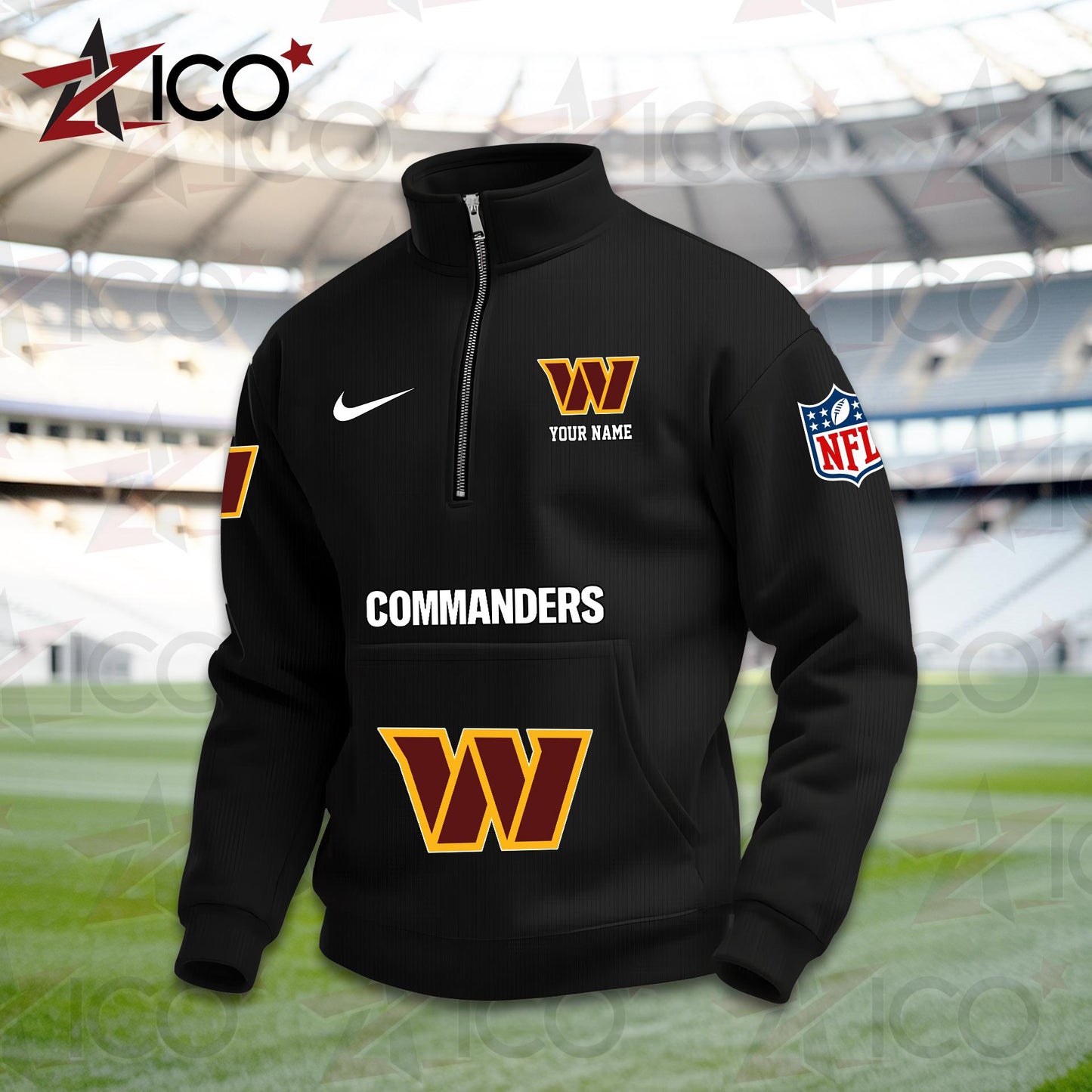 Washington Commanders High Neck Half Zip Pocket Sweatshirt New Trending AZMN2DPS000032