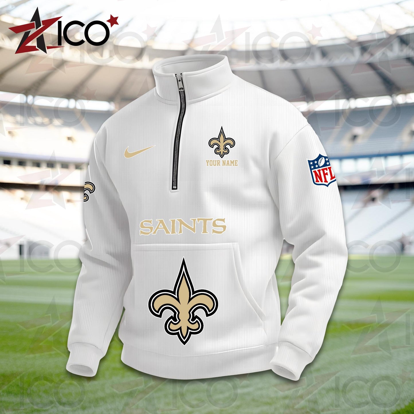 New Orleans Saints High Neck Half Zip Pocket Sweatshirt New Trending AZMN2DPS000087
