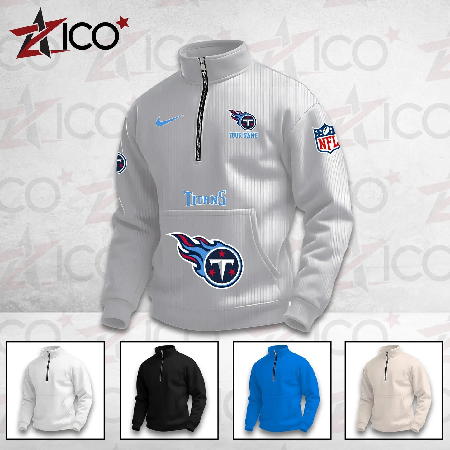 Tennessee Titans High Neck Half Zip Pocket Sweatshirt New Trending AZMN2DPS000095