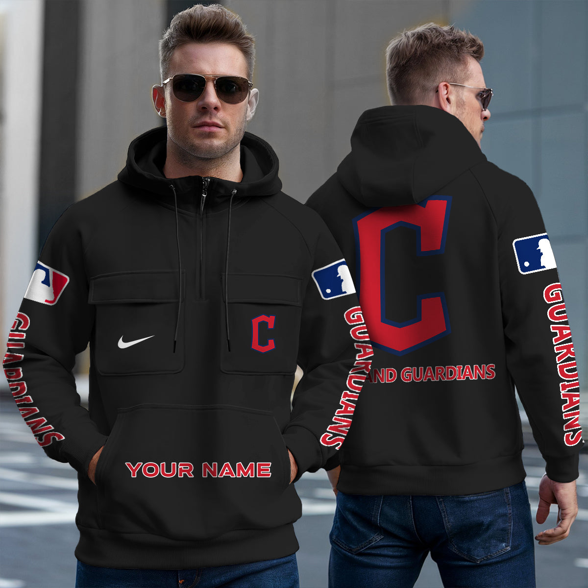 Cleveland Guardians New Collection Multi-Pockets Zip Hoodie MLB AZMNMZHD000168