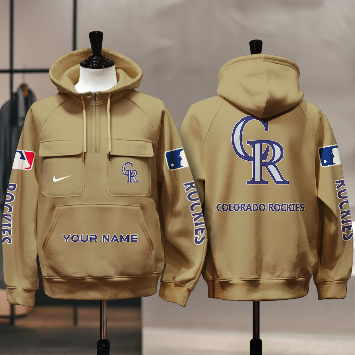 Colorado Rockies New Collection Multi-Pockets Zip Hoodie MLB AZMNMZHD000169