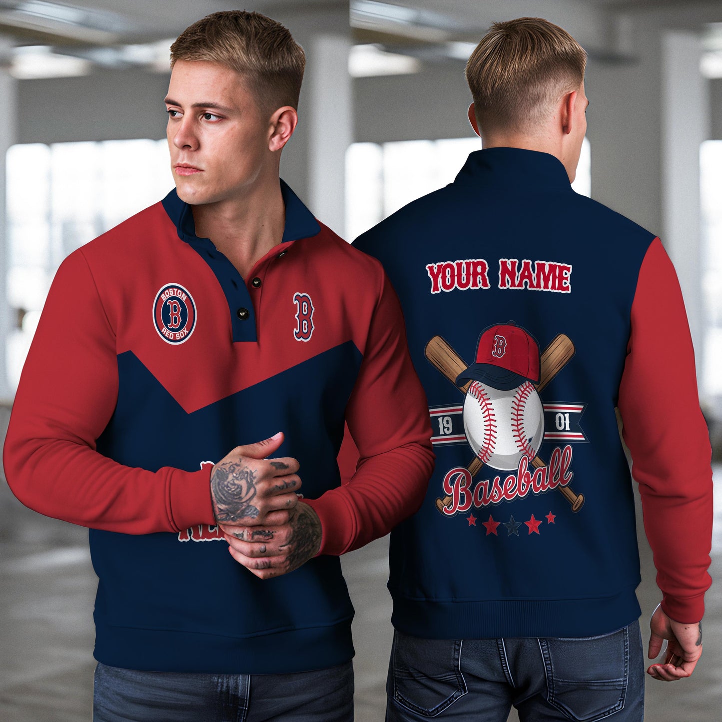 Boston Red Sox New Collection Casual Stand Collar Sweatshirt MLB AZMNSCSW000384