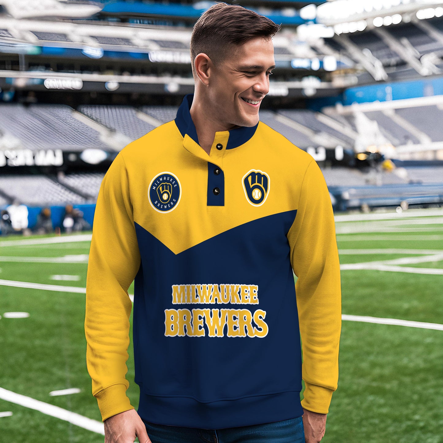 Milwaukee Brewers New Collection Casual Stand Collar Sweatshirt MLB AZMNSCSW000396