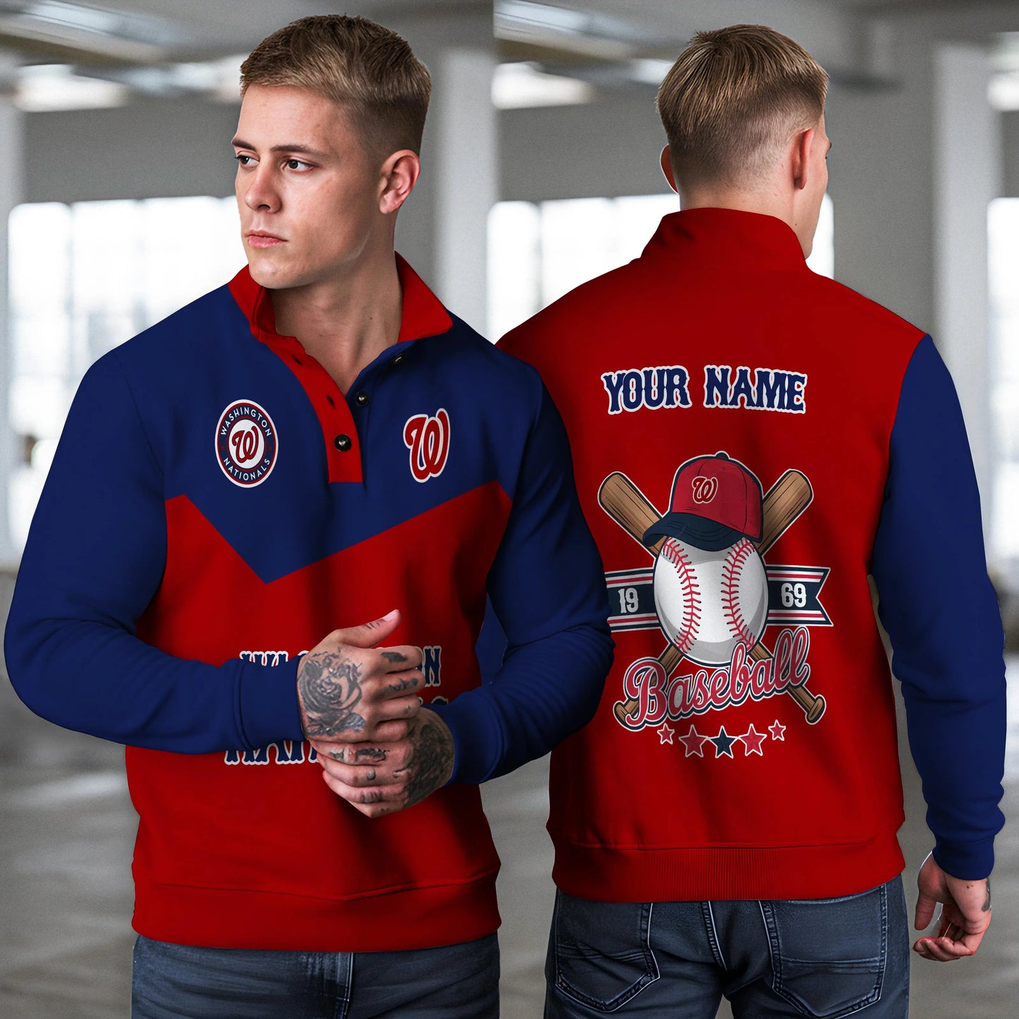 Washington Nationals New Collection Casual Stand Collar Sweatshirt MLB AZMNSCSW000410