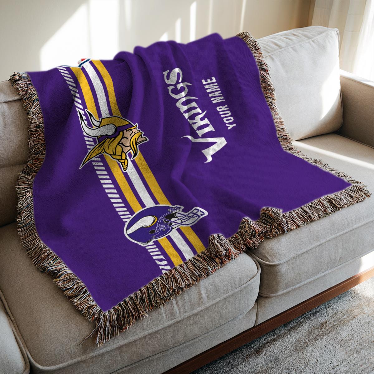 Minnesota Vikings Premium New Woven Throw Blanket AZMNWVB000073