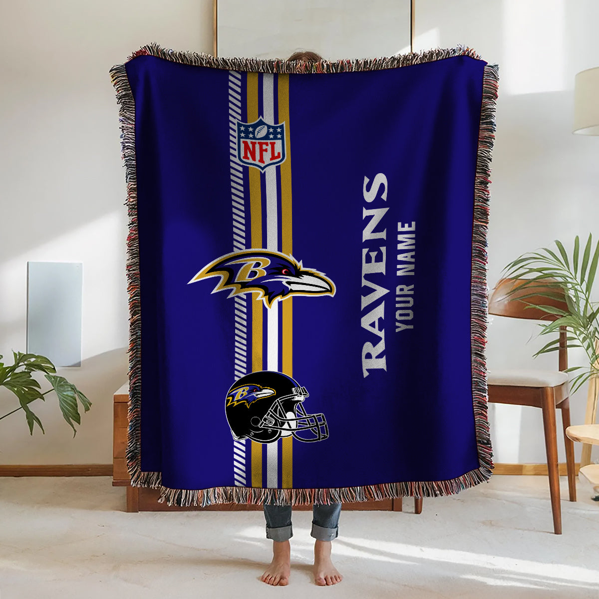 Baltimore Ravens Premium New Woven Throw Blanket AZMNWVB000081