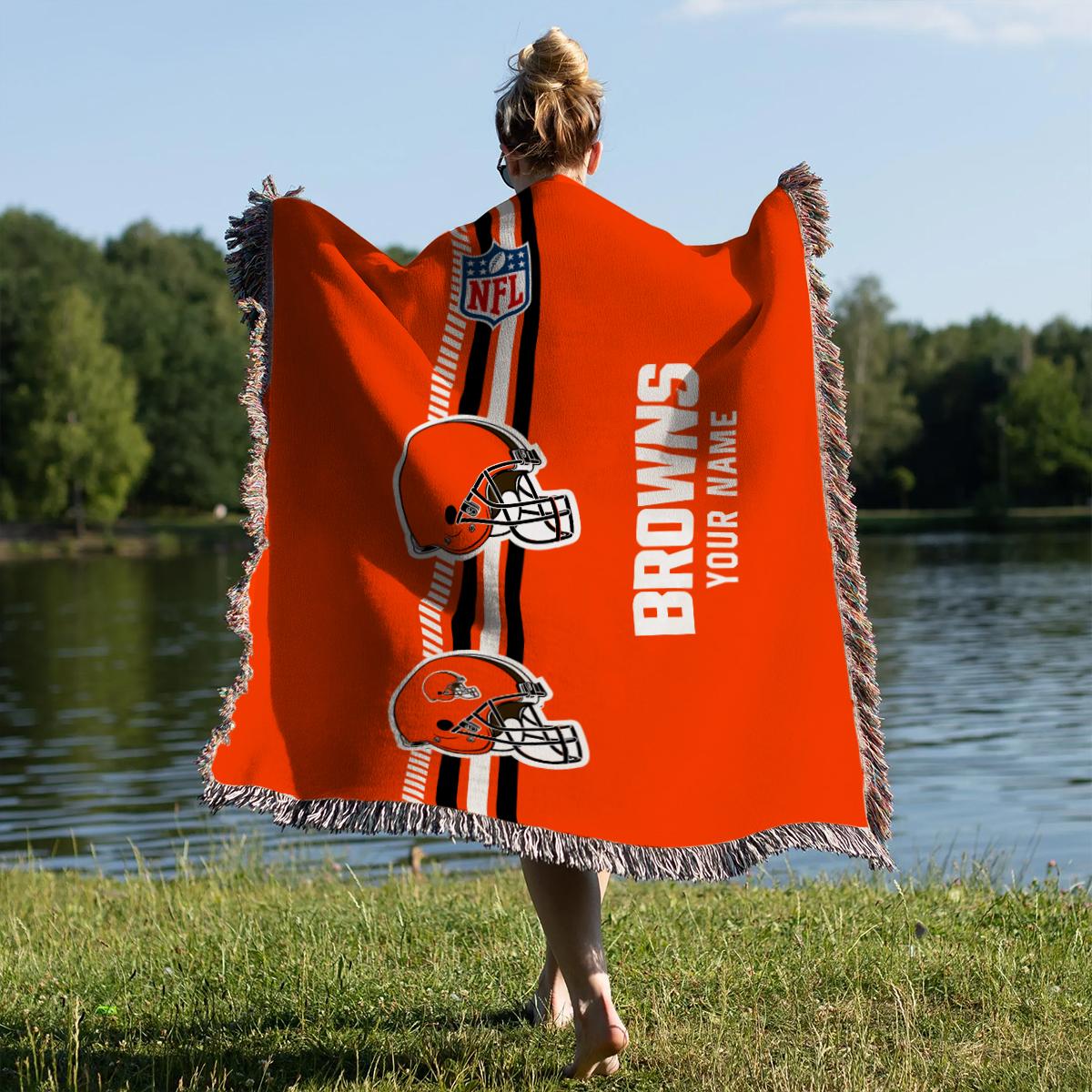 Cleveland Browns Premium New Woven Throw Blanket AZMNWVB000084