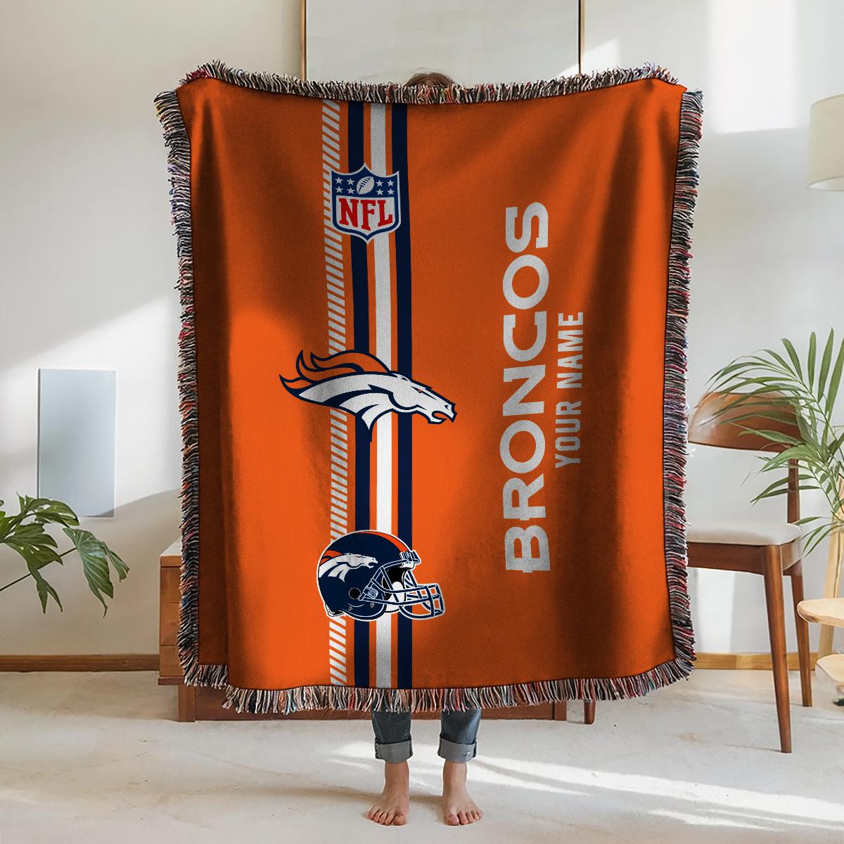 Denver Broncos Premium New Woven Throw Blanket AZMNWVB000085