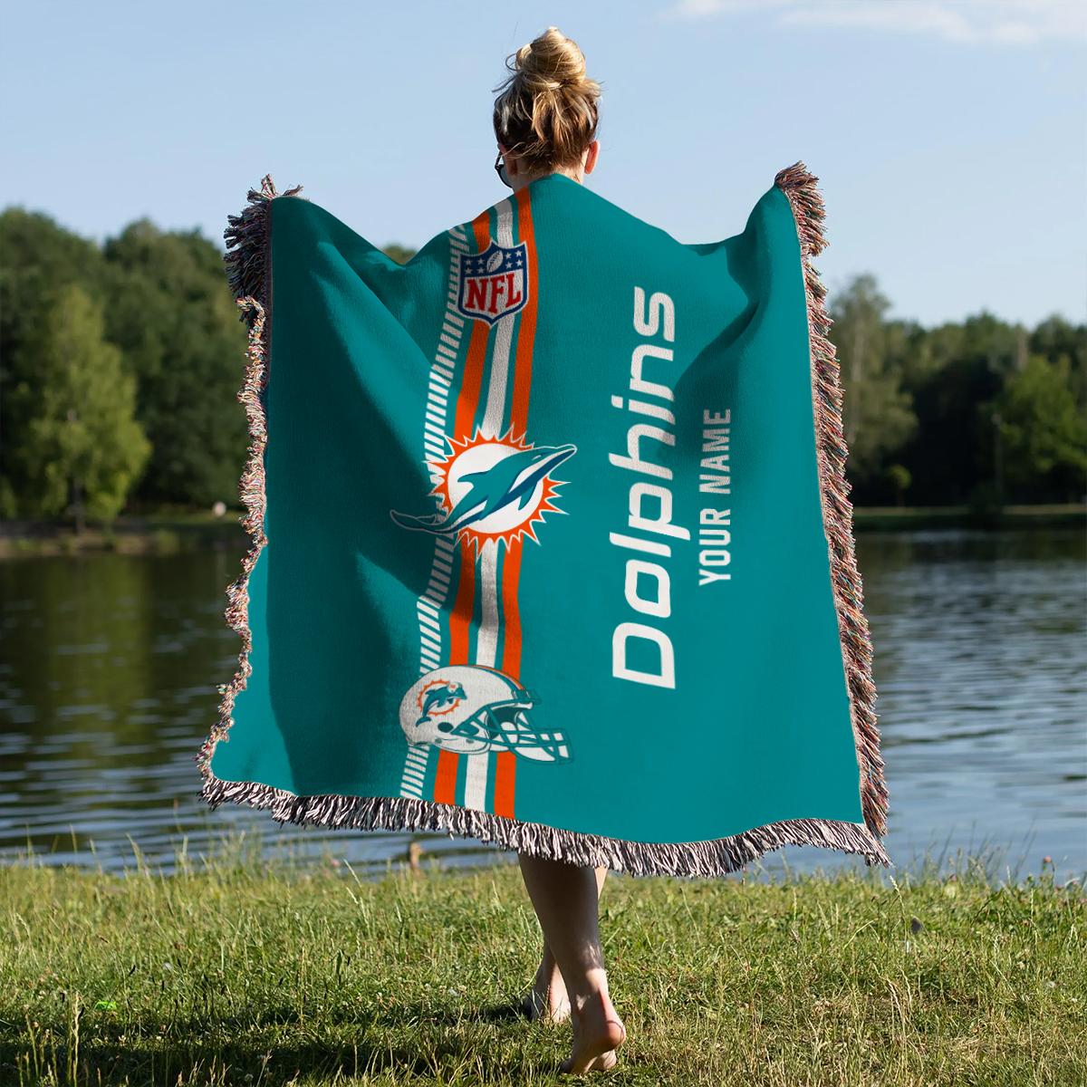 Miami Dolphins Premium New Woven Throw Blanket AZMNWVB000092