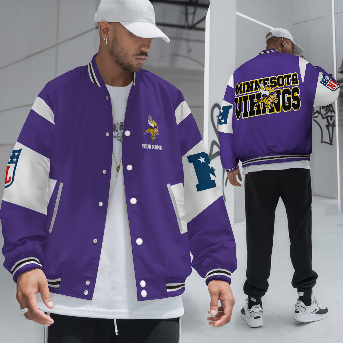 Minnesota Vikings Patriots National Football Conference Unisex Varsity Jacket Limited Edition AZTAVJK000009