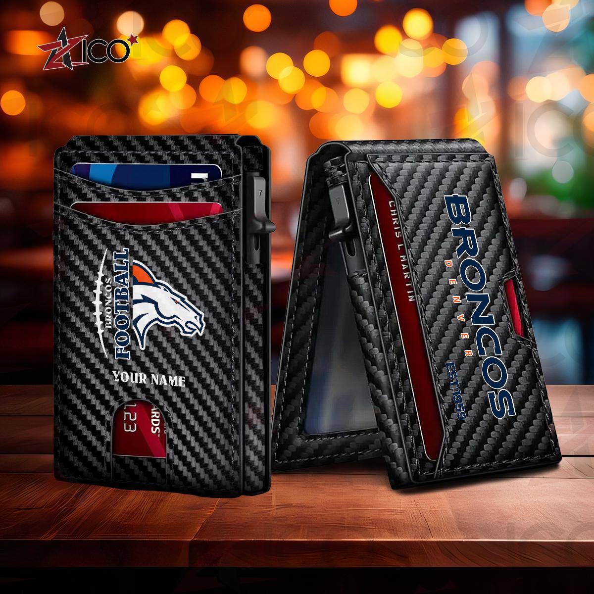 Denver Broncos Leather Card Holder Trending 2025 AZTG2DCH000042