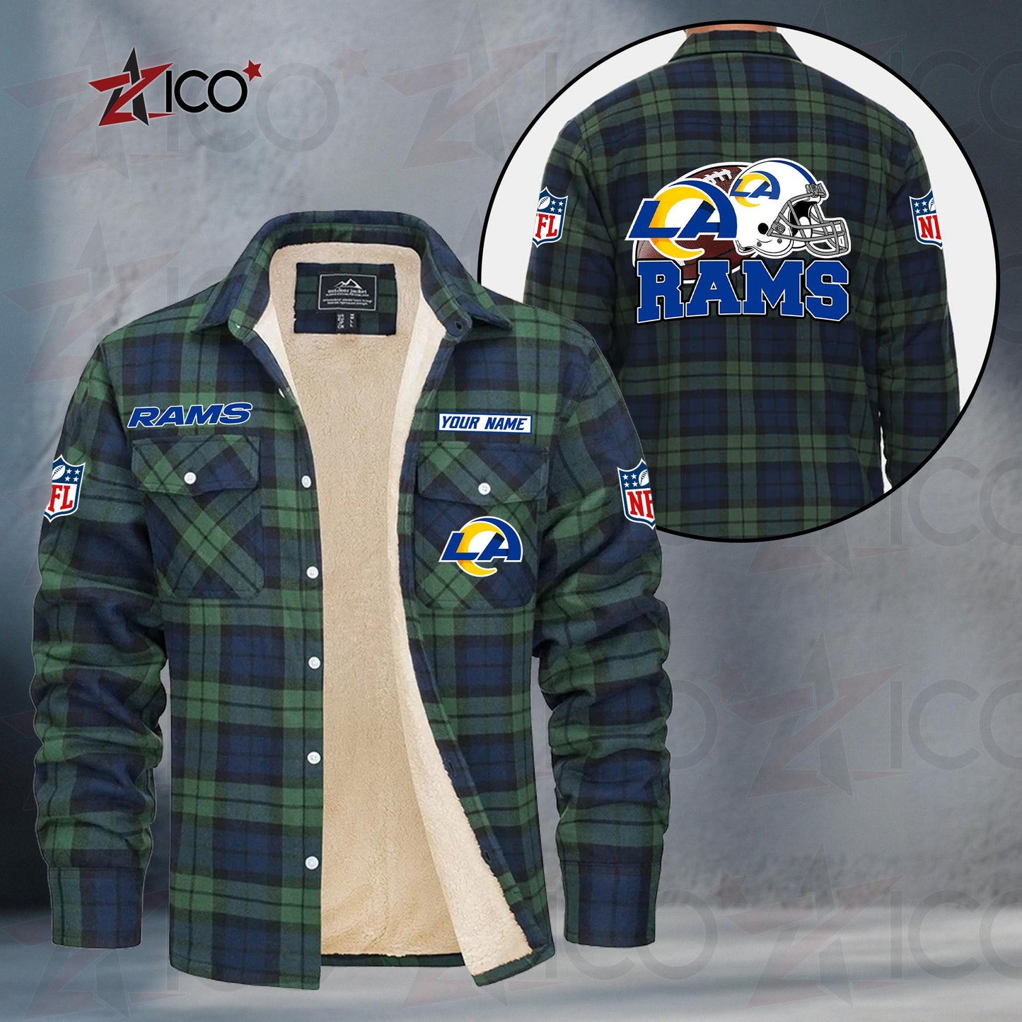 Los Angeles Rams Fleece Flannel Plaid Jacket TG115