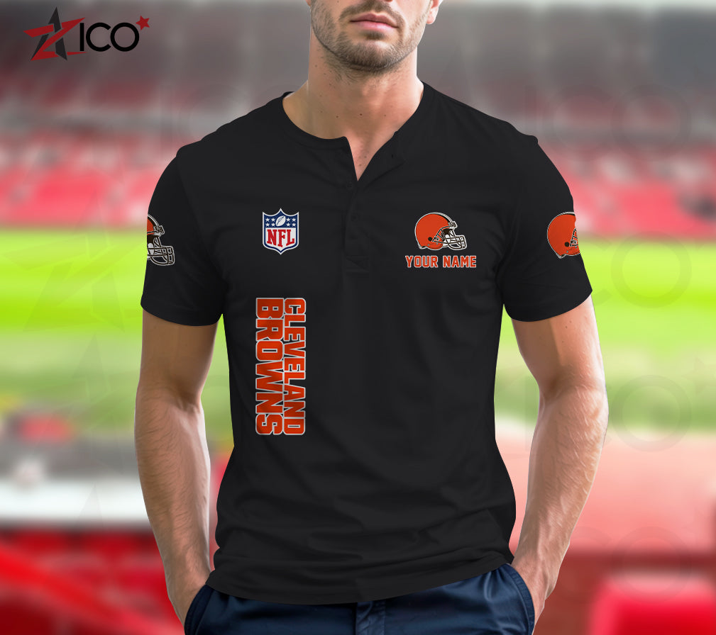 Cleveland Browns Henley Short Sleeve T-Shirt Trending 2025 AZTG2DHS000040