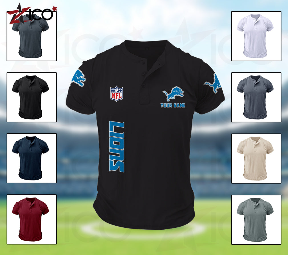 Detroit Lions Henley Short Sleeve T-Shirt Trending 2025 AZTG2DHS000043