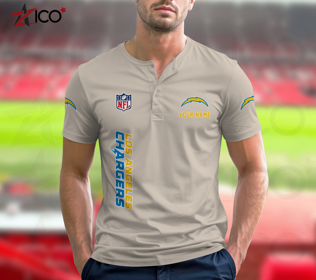 Los Angeles Chargers Henley Short Sleeve T-Shirt Trending 2025 AZTG2DHS000050