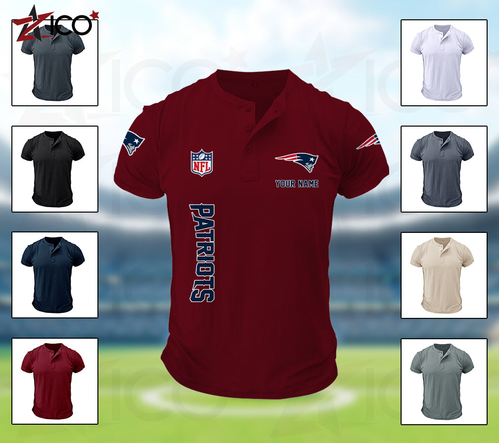 New England Patriots Henley Short Sleeve T-Shirt Trending 2025 AZTG2DHS000054