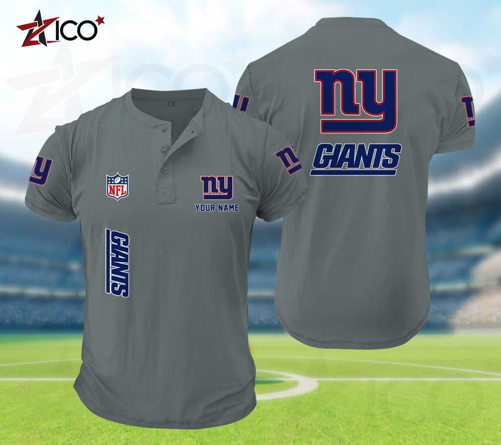 New York Giants Henley Short Sleeve T-Shirt Trending 2025 AZTG2DHS000056