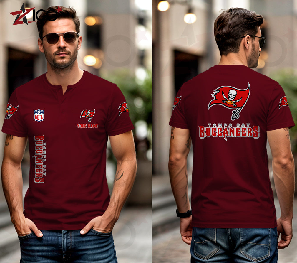 Tampa Bay Buccaneers Henley Short Sleeve T-Shirt Trending 2025 AZTG2DHS000062