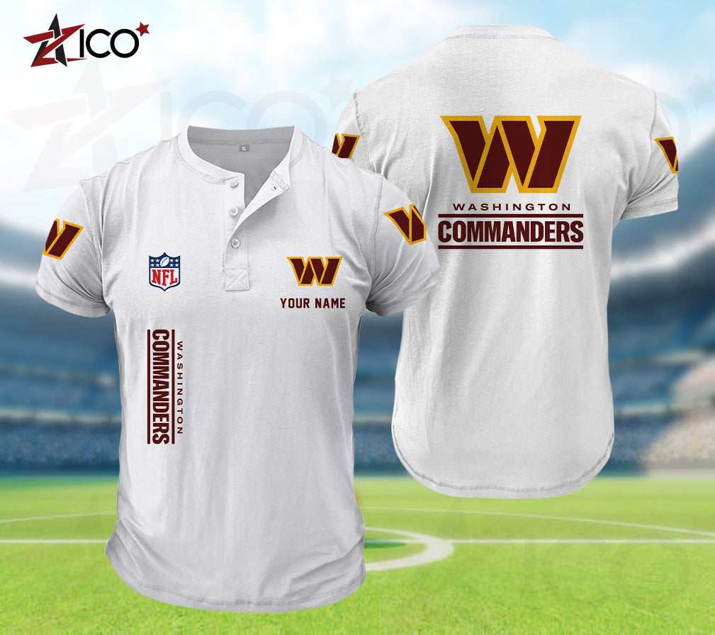 Washington Commanders Henley Short Sleeve T-Shirt Trending 2025 AZTG2DHS000064
