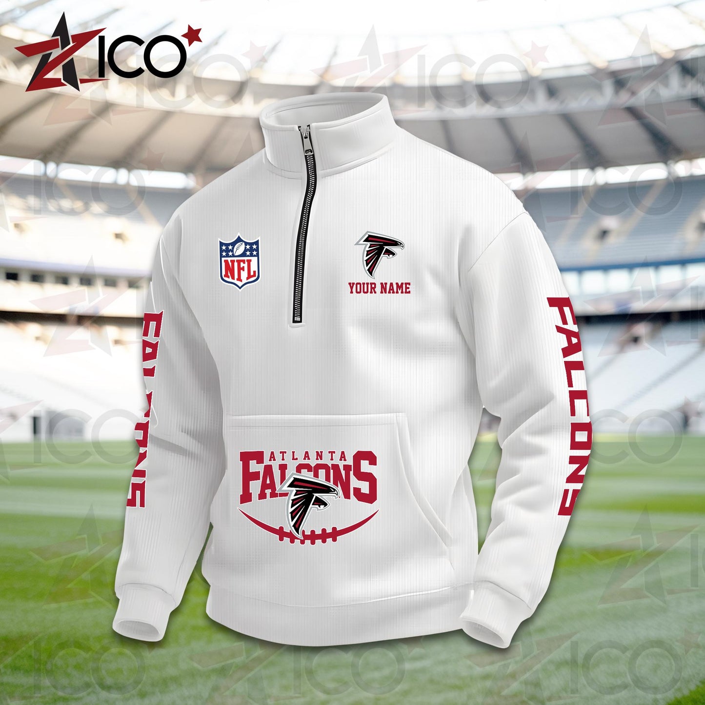 Atlanta Falcons High Neck Half Zip Pocket Sweatshirt New Trending AZTG2DPS000034