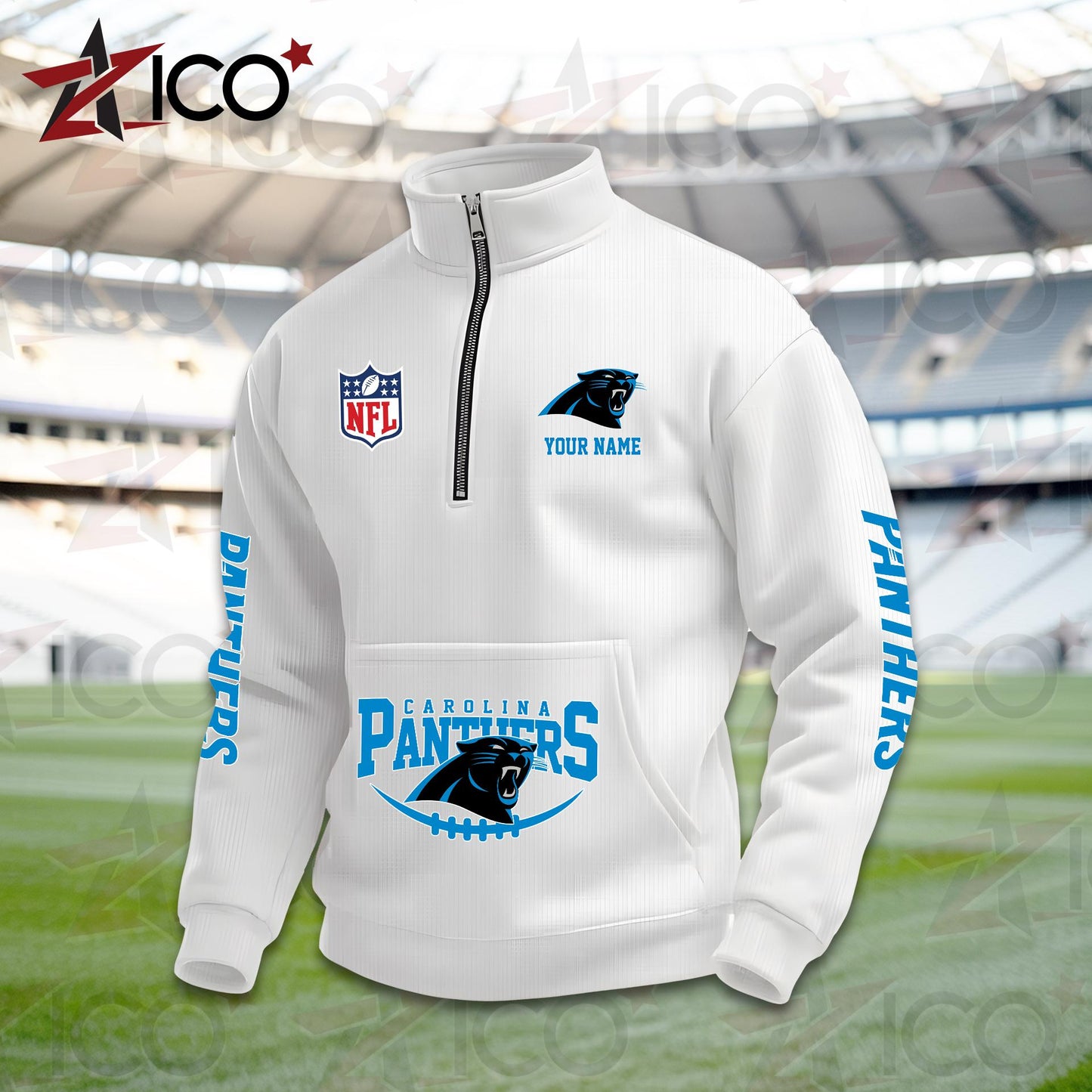 Carolina Panthers High Neck Half Zip Pocket Sweatshirt New Trending AZTG2DPS000037