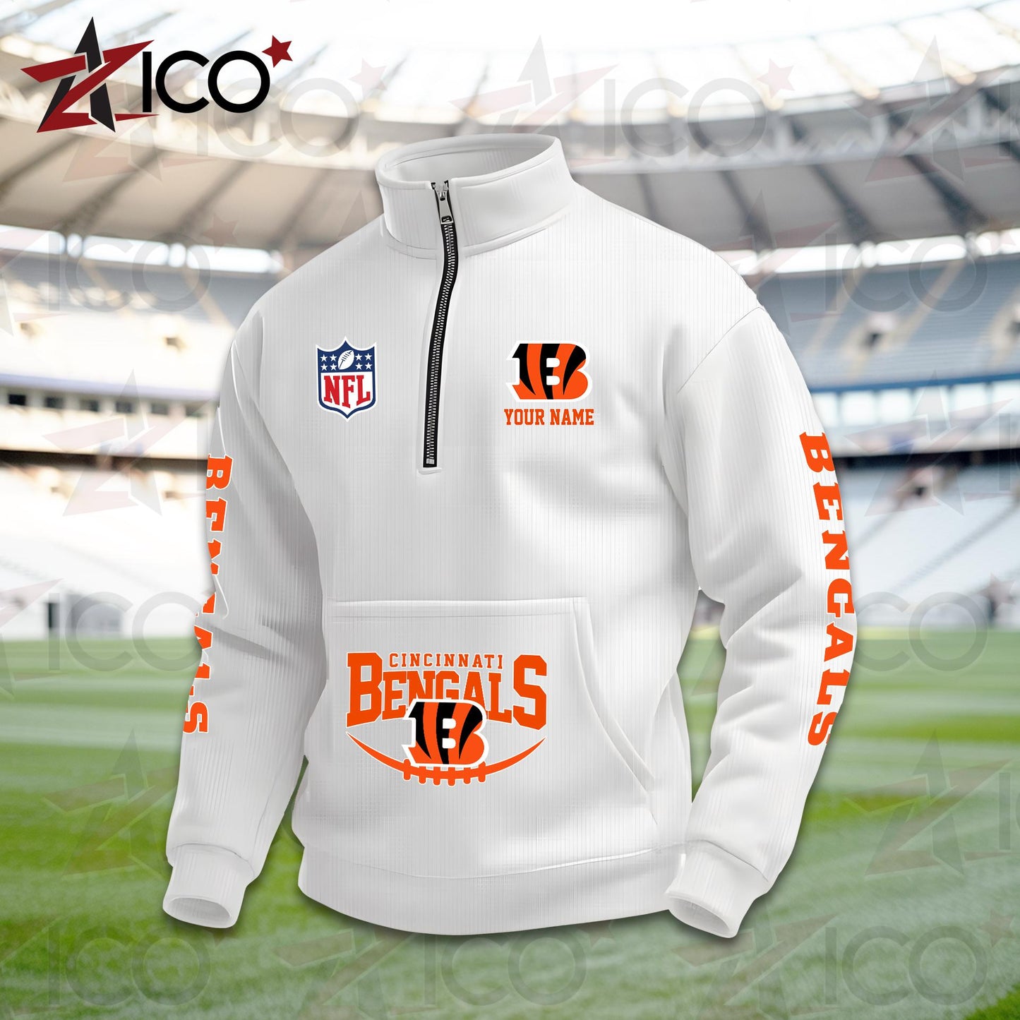 Cincinnati Bengals High Neck Half Zip Pocket Sweatshirt New Trending AZTG2DPS000039