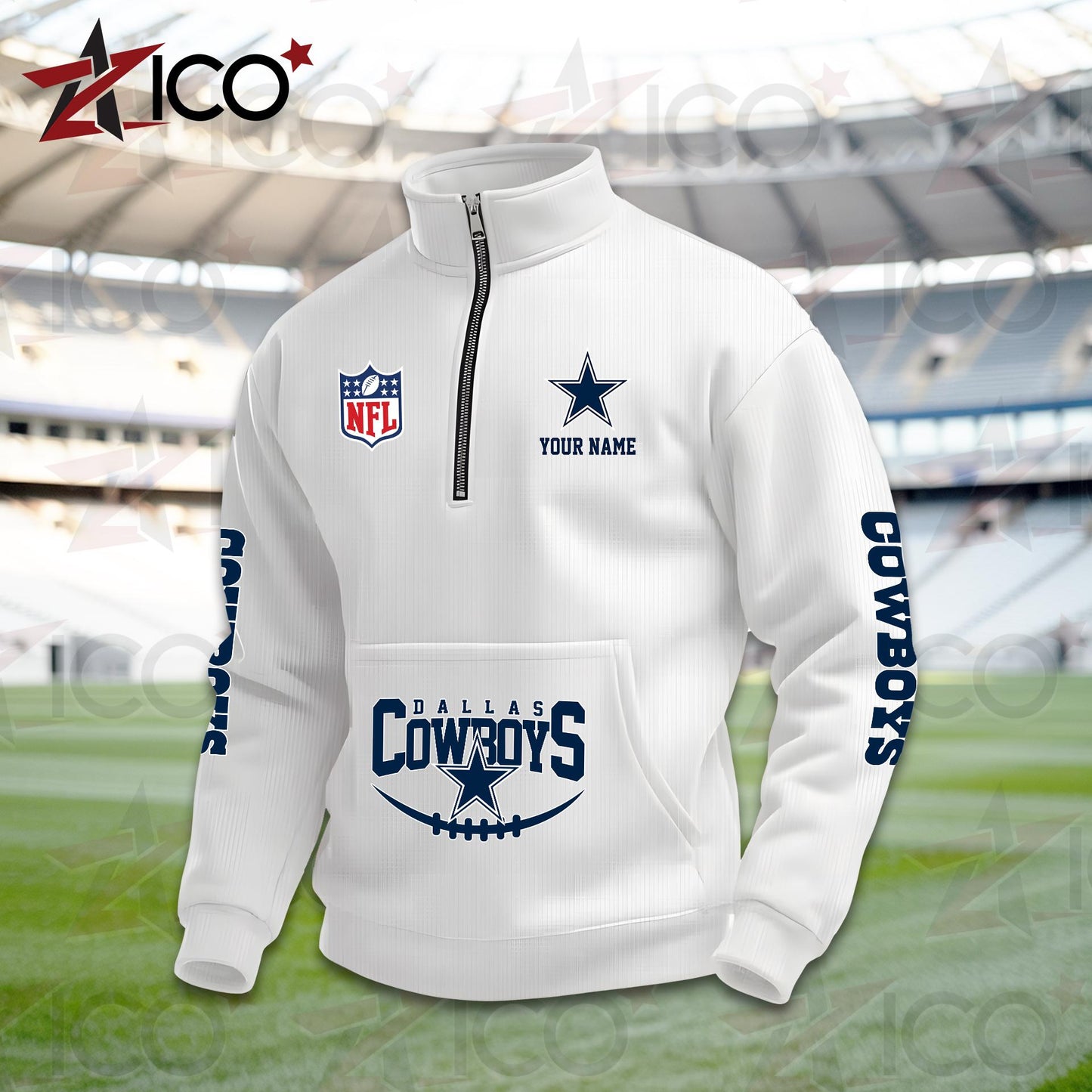 Dallas Cowboys High Neck Half Zip Pocket Sweatshirt New Trending AZTG2DPS000041