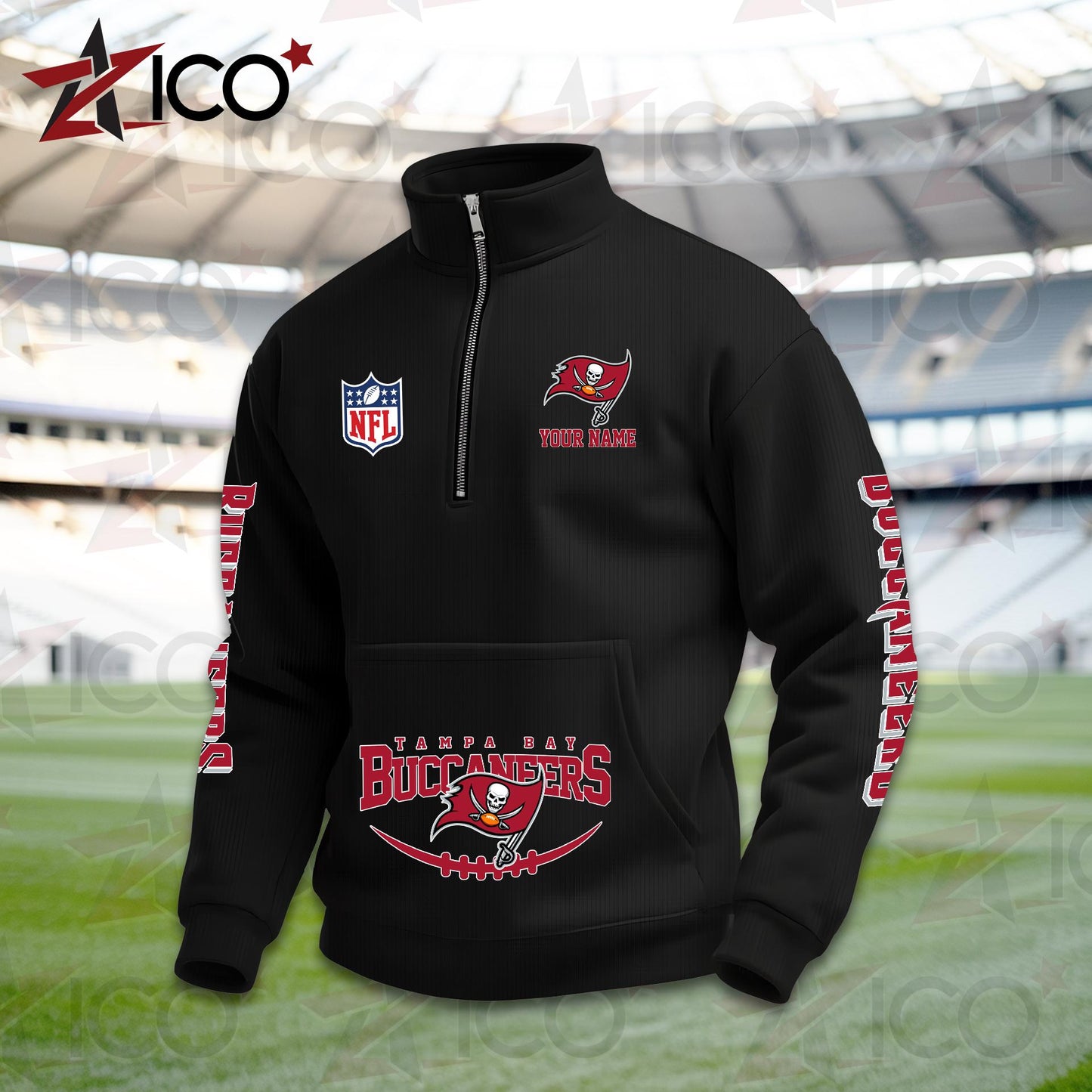 Tampa Bay Buccaneers High Neck Half Zip Pocket Sweatshirt New Trending AZTG2DPS000062