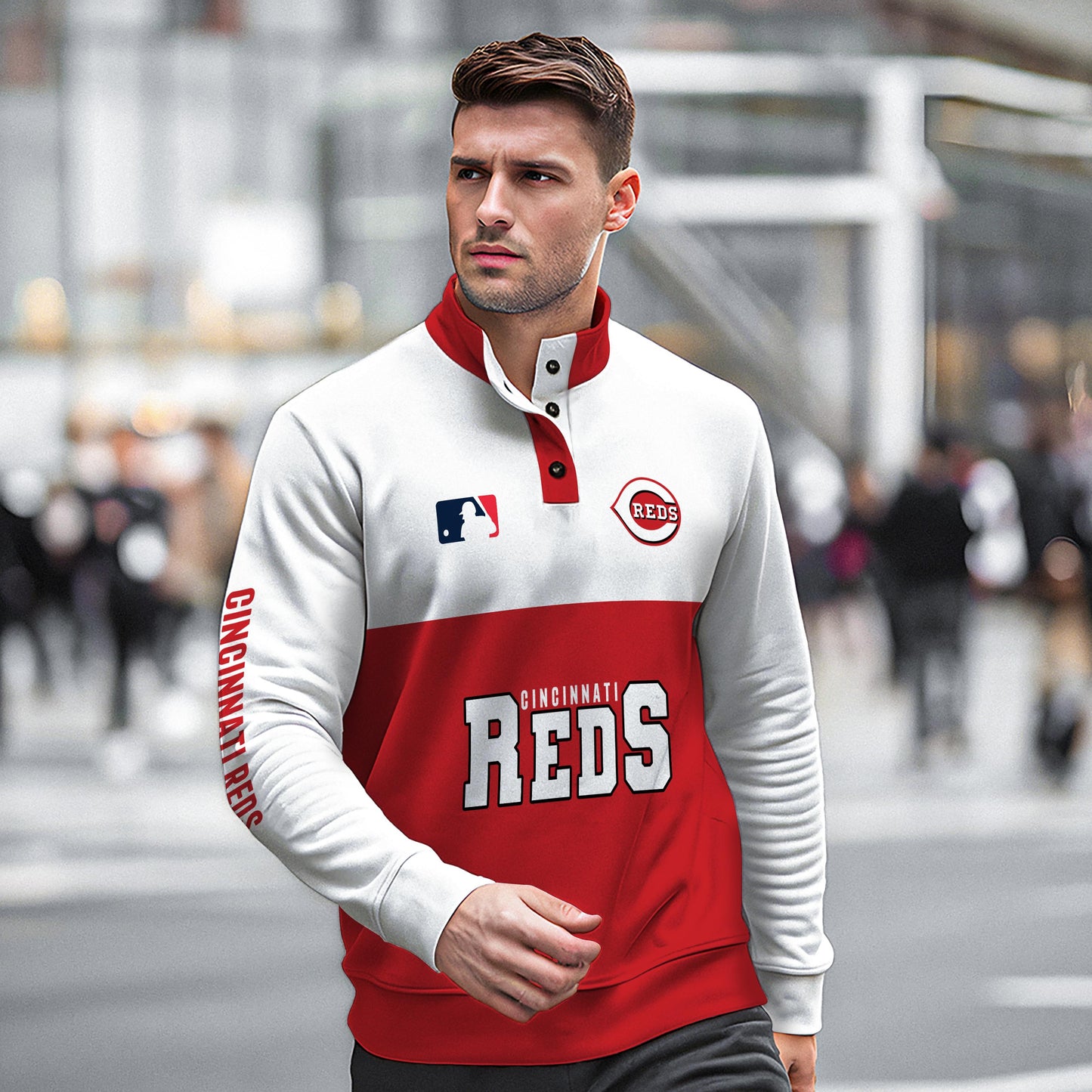 Cincinnati Reds New Collection Casual Stand Collar Sweatshirt MLB AZTGSCSW000357