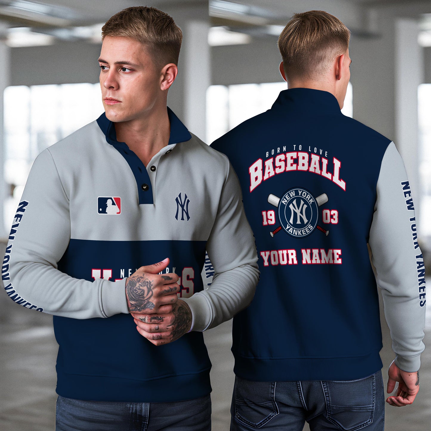 New York Yankees New Collection Casual Stand Collar Sweatshirt MLB AZTGSCSW000369