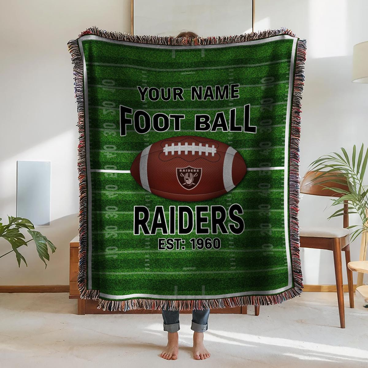Las Vegas Raiders Premium New Woven Throw Blanket AZTGWVB000154