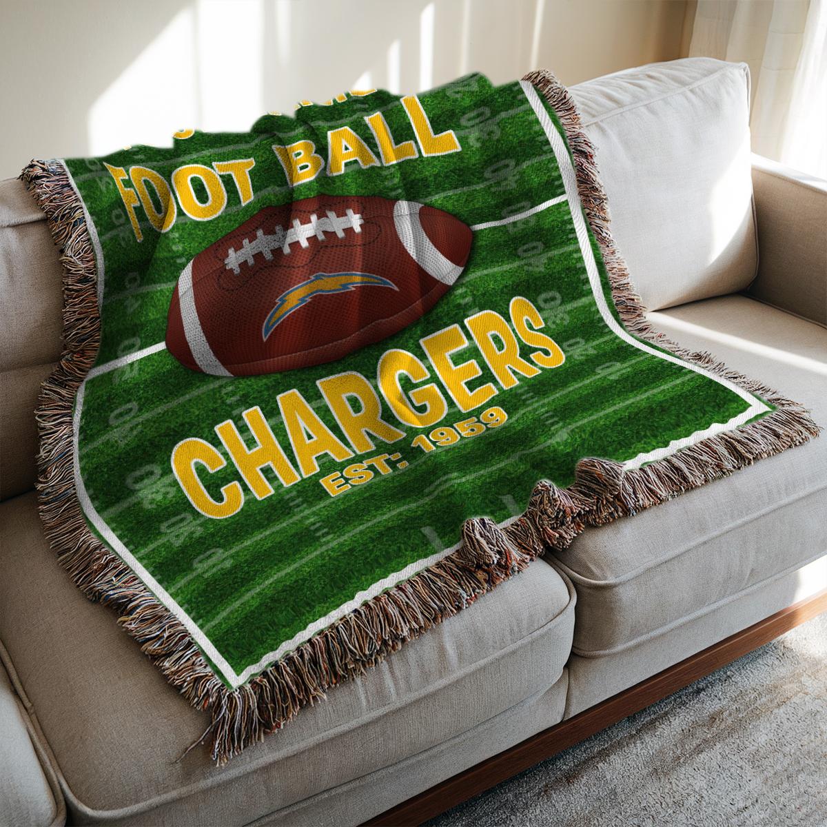 Los Angeles Chargers Premium New Woven Throw Blanket AZTGWVB000155