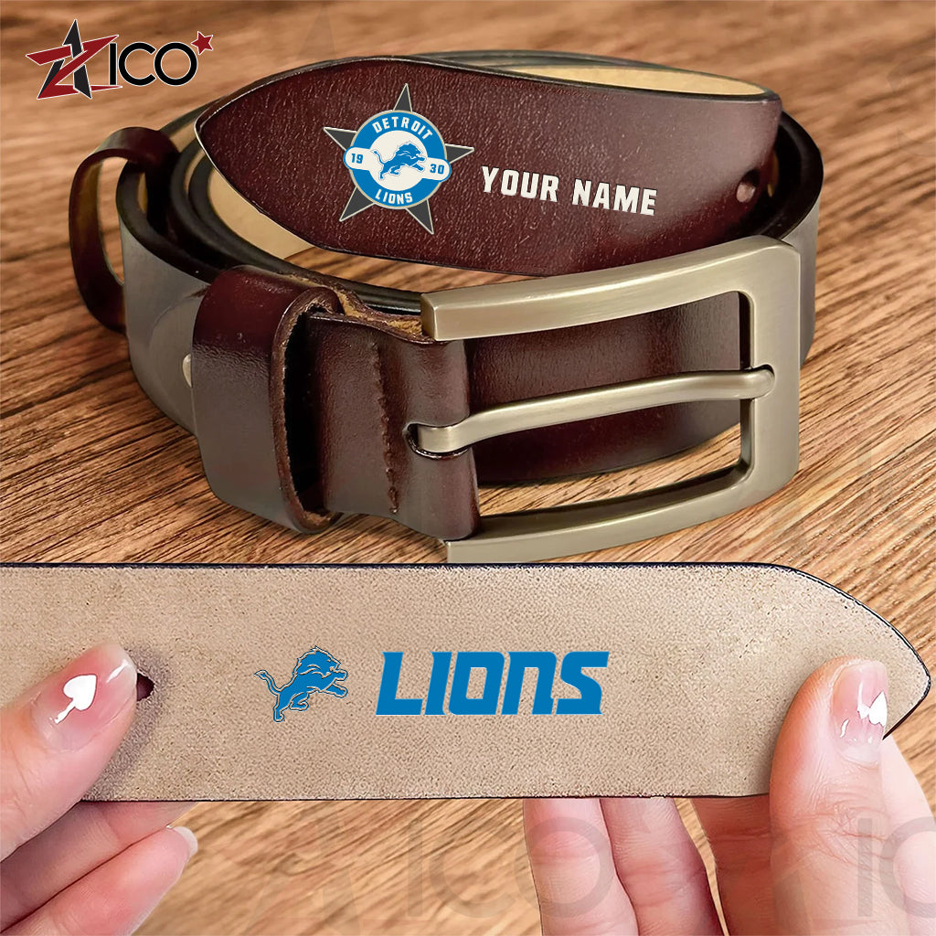 Detroit Lions Men Leather Belt AZTN2DMLB000011