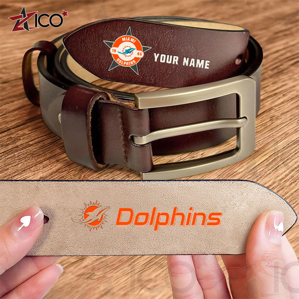 Miami Dolphins Men Leather Belt AZTN2DMLB000020