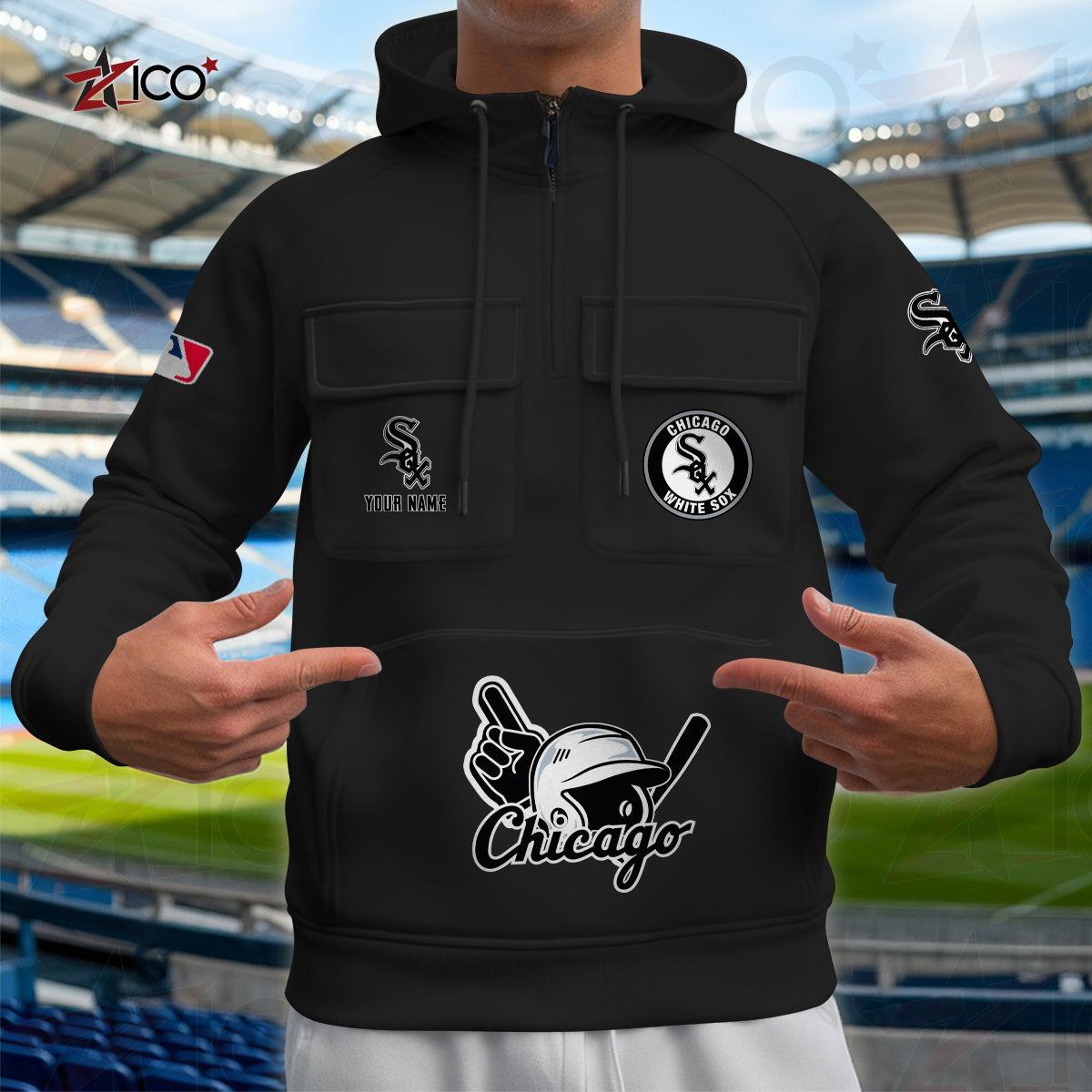 Chicago White Sox New Collection Multi-Pockets Zip Hoodie MLB AZTNMZHD000196