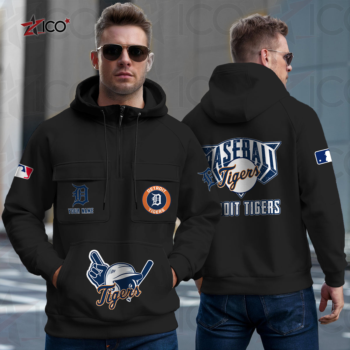 Detroit Tigers New Collection Multi-Pockets Zip Hoodie MLB AZTNMZHD000200