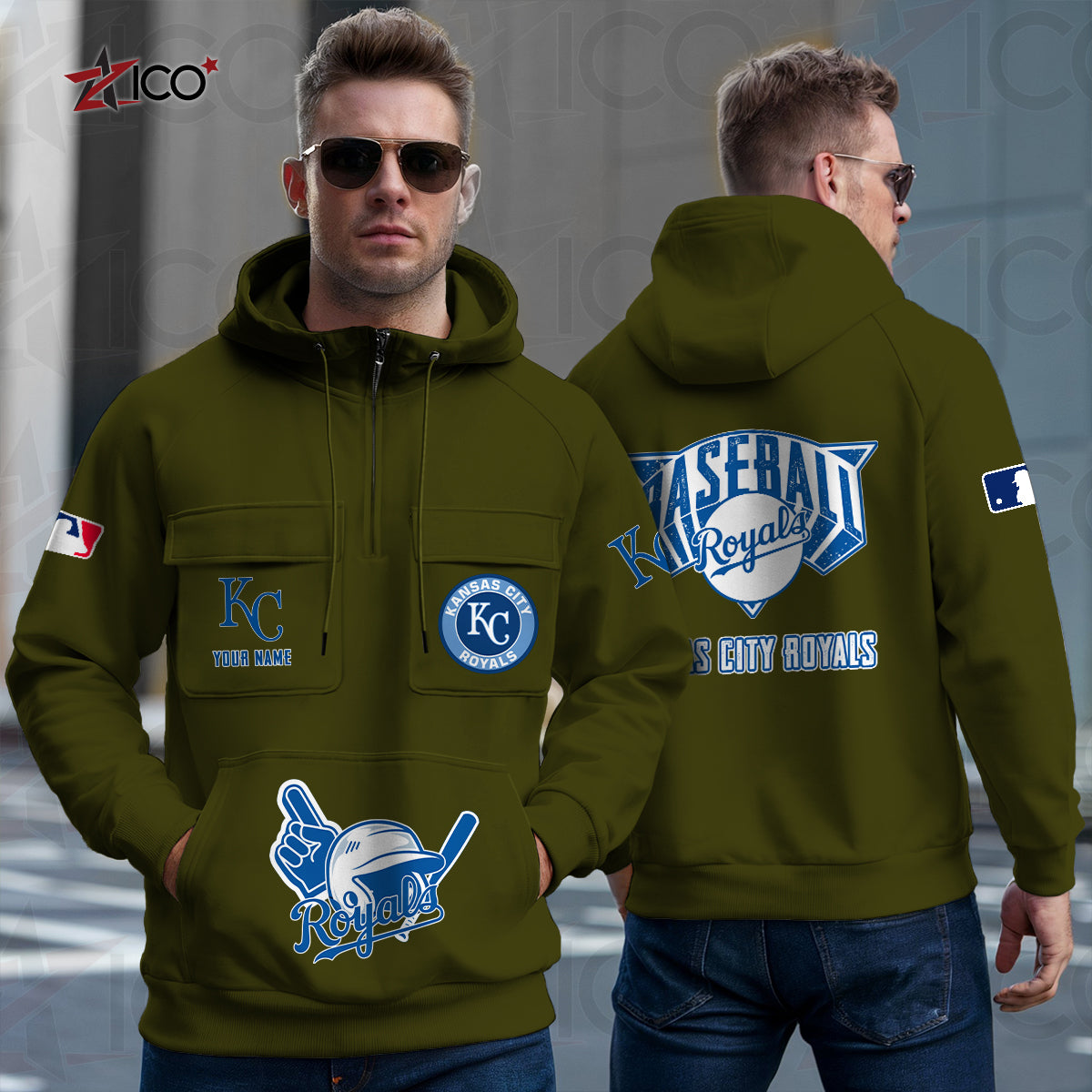 Kansas City Royals New Collection Multi-Pockets Zip Hoodie MLB AZTNMZHD000202