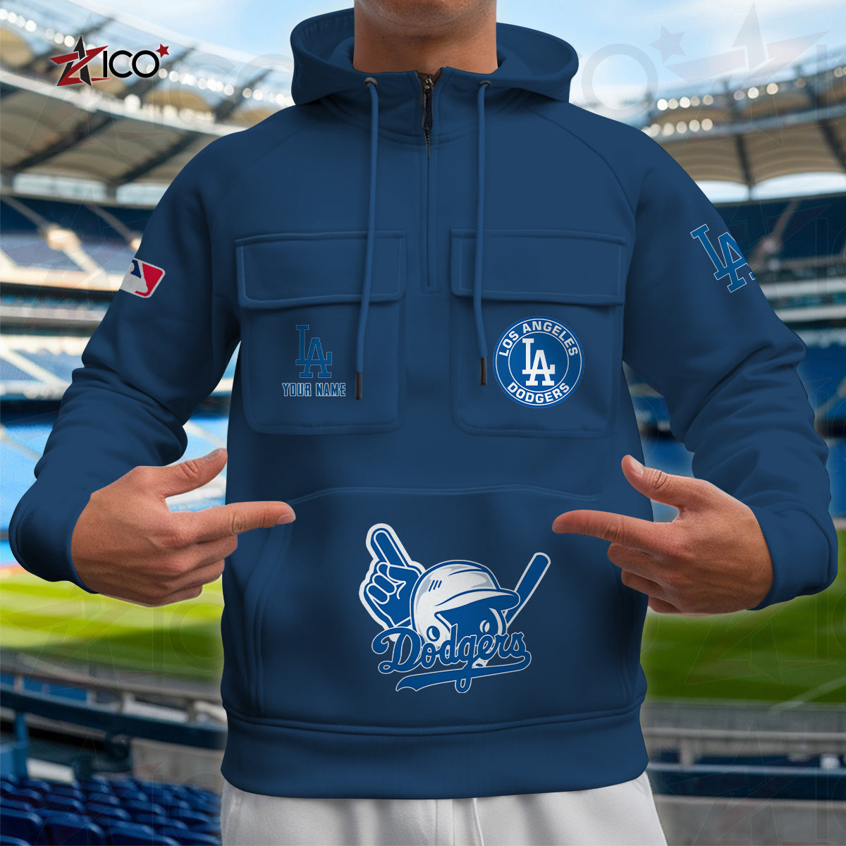 Los Angeles Dodgers New Collection Multi-Pockets Zip Hoodie MLB AZTNMZHD000204