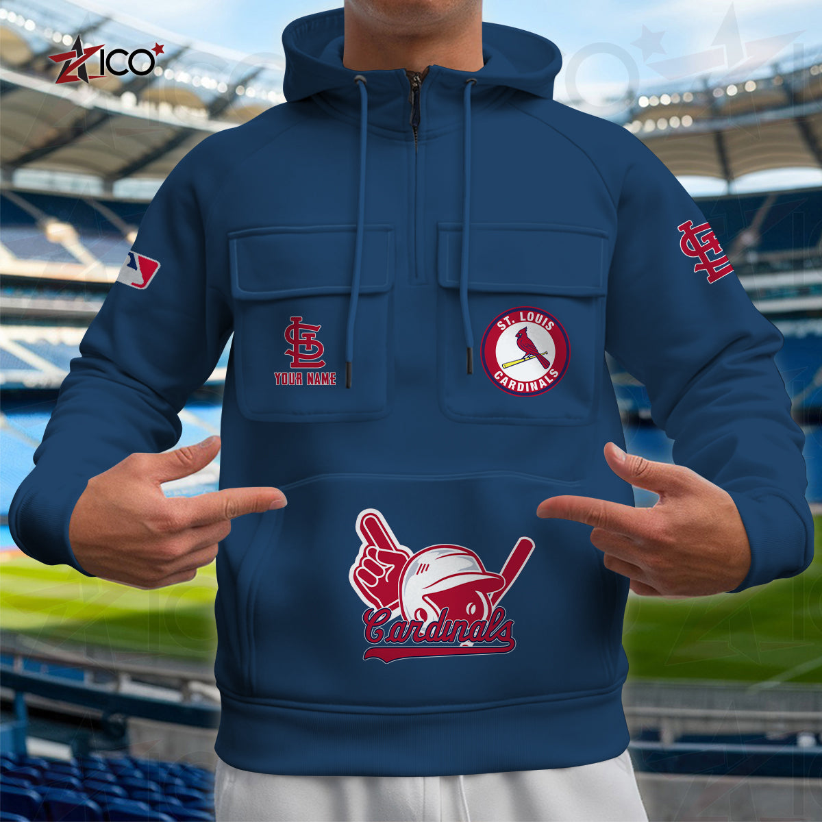 St. Louis Cardinals New Collection Multi-Pockets Zip Hoodie MLB AZTNMZHD000216