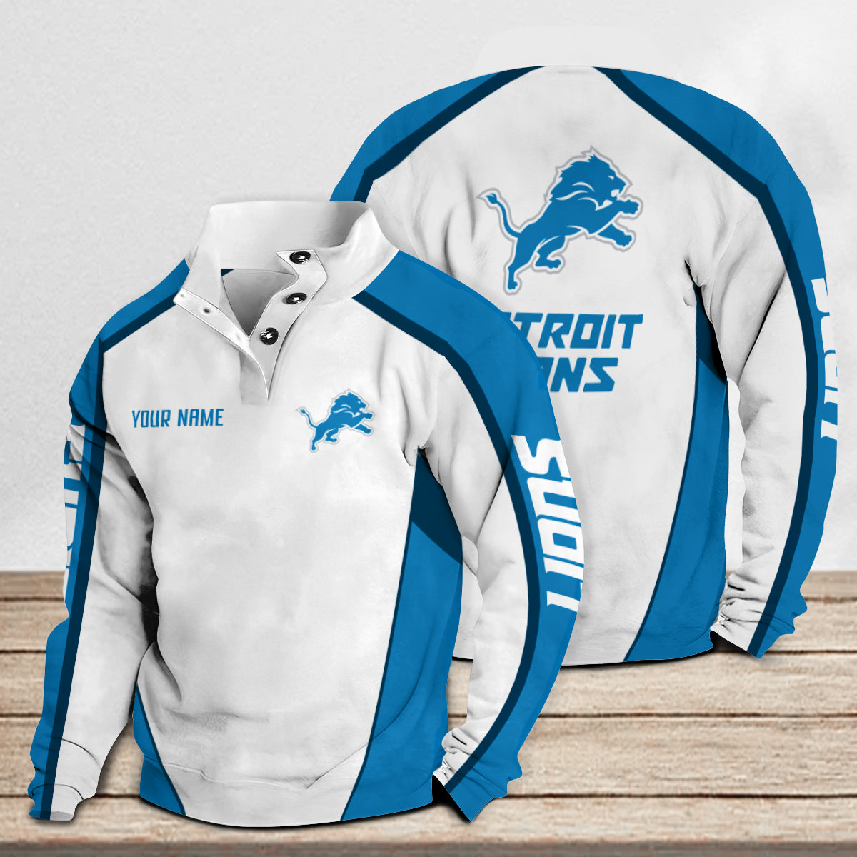 Detroit Lions Casual Colorful Stand Collar Sweatshirt Premium Edition AZTNSCSW000102