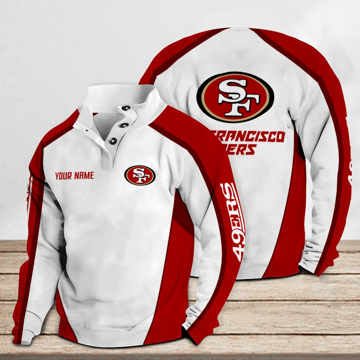 San Francisco 49ers Casual Colorful Stand Collar Sweatshirt Premium Edition AZTNSCSW000109