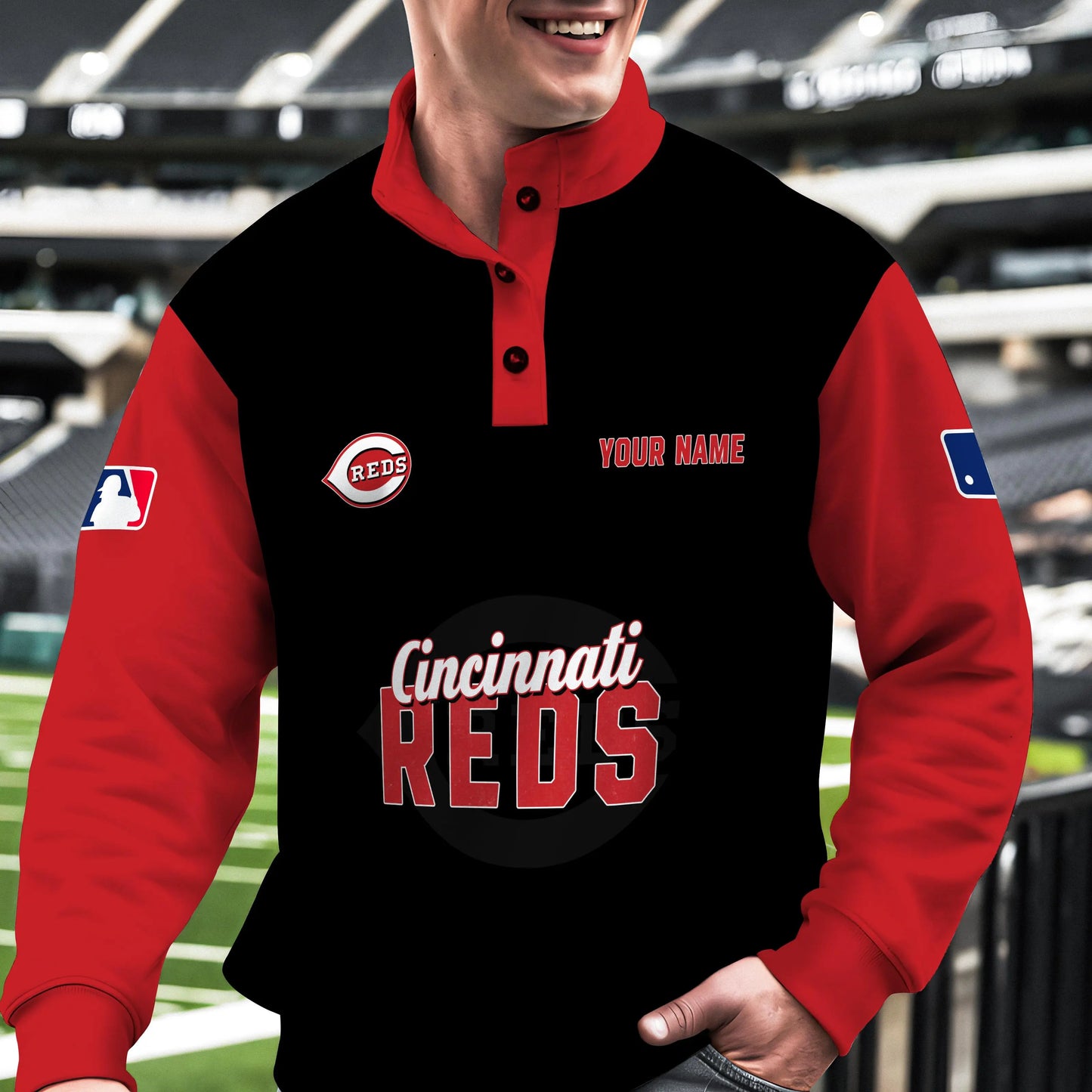 Cincinnati Reds New Collection Casual Stand Collar Sweatshirt MLB AZTNSCSW000417
